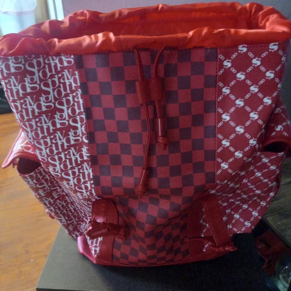 Sprayground Red/White Checkard, Moneysign, Sprayground Logo Bookbag Backpack NWT - Picture 10 of 12